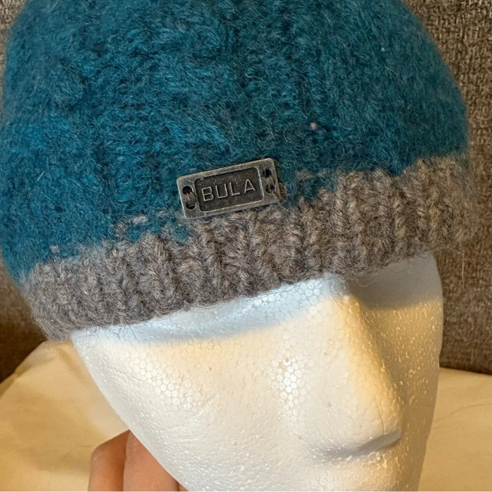 Bula Cable Knit Hat Wool Alpaca Pom Winter Soft Polyester Lining Blue Gray Lined